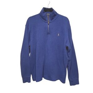 Polo Ralph Lauren Mens Estate Rib Quarter Zip‎ Pullover Royal Blue Large